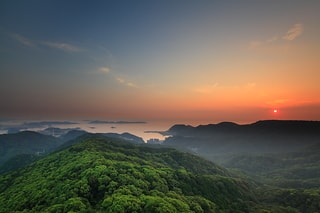 日本九州長崎稲佐山夕照