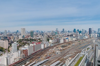 空拍鳥瞰, 藍天和東京城市景觀