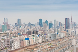 空拍鳥瞰, 藍天和東京城市景觀