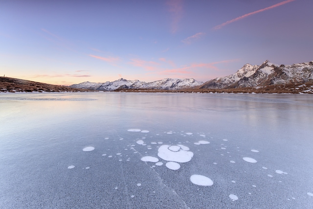 Ice bubbles Lake Andossi Italy