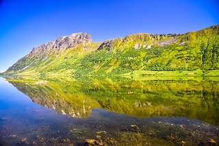 Beautiful mountain reflection in Norway