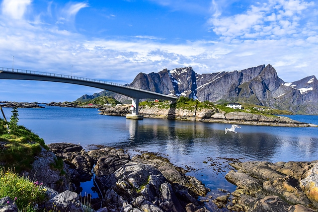 Beautiful bridge in Norway Reine