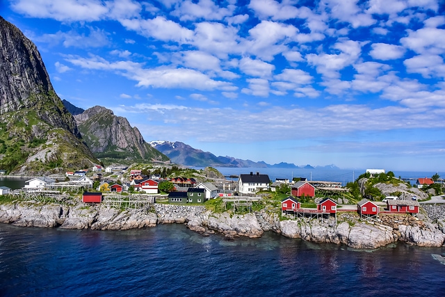 Beautiful lake scene in Norway Reine