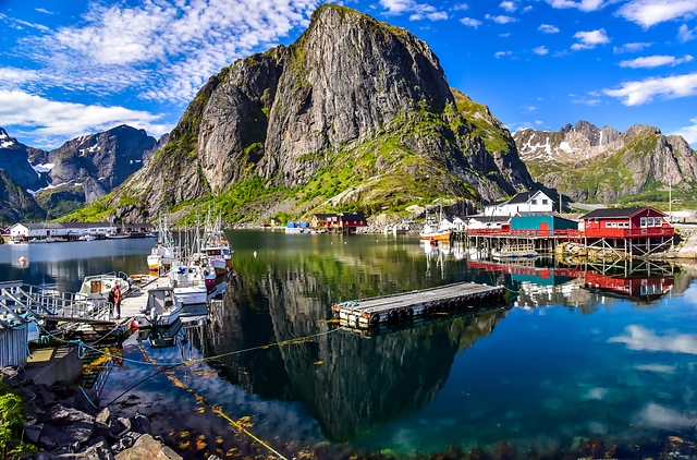 Beautiful mountain scene in Norway Reine